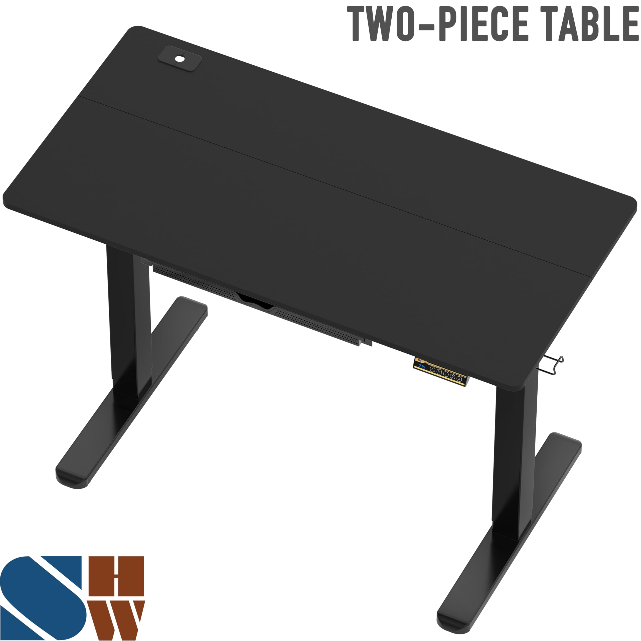 48-Inch Electric Height Adjustable Standing Desk with Drawer, Memory Preset and Cable Management Tray, Black
