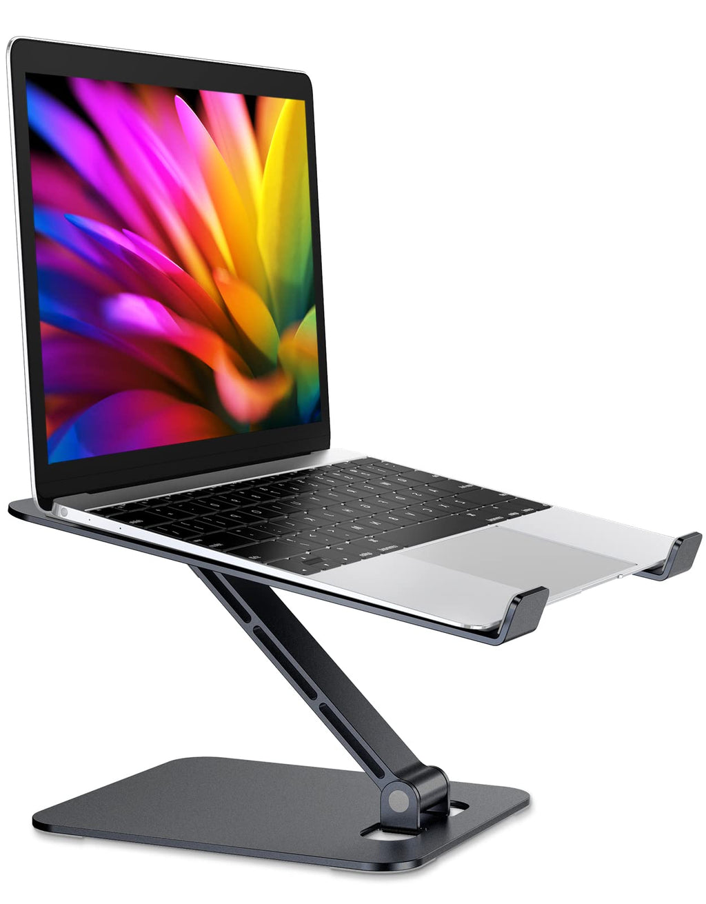 Foldable Aluminum Alloy Laptop Stand for Desk, Height Adjustable Ergonomic Computer Stand, Portable Laptop Riser Holder Printer Stand Compatible with MacBook Pro Air/HP/Dell 10-16", Black