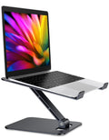 Foldable Aluminum Alloy Laptop Stand for Desk, Height Adjustable Ergonomic Computer Stand, Portable Laptop Riser Holder Printer Stand Compatible with MacBook Pro Air/HP/Dell 10-16", Black