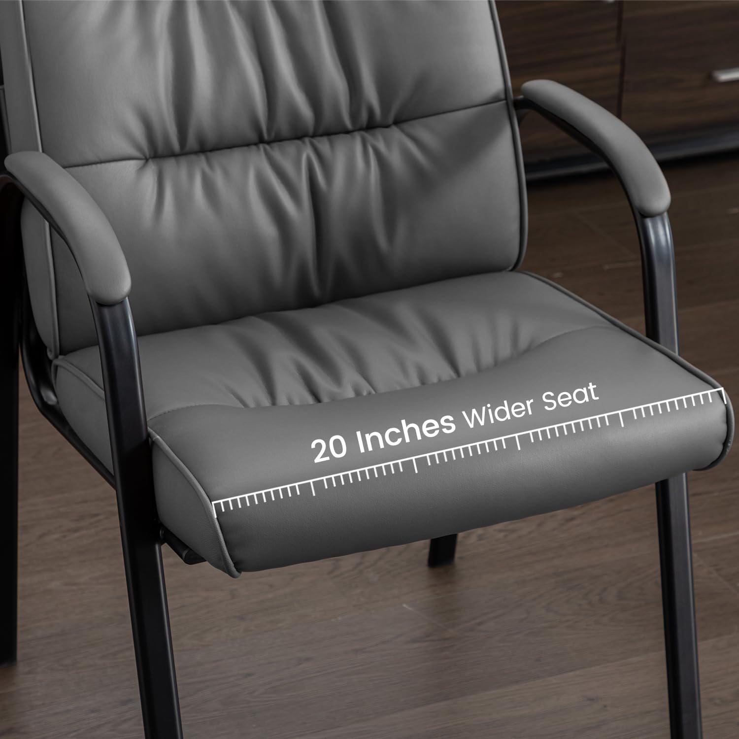Office Guest Reception Chair Set of 6, Conference Room Chairs Waiting Room Chairs 6 Pack, Modern Leather Office Desk Chair No Wheels.