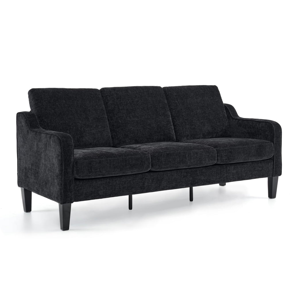 71" Small Couch Comfy 3 Seater Upholstered Chenille Sofa Mid-Century Modern Floor Sofas for Small Spaces, Bedroom, Apartment, Lounge, Office
