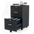 2-Drawer File Cabinet with Lock, Small Rolling Wood Filing Cabinet for Hanging Letter Size Filings with Tabs, Mobile Under Desk File Organizer for Home Office, Classic Black, 27.2" H