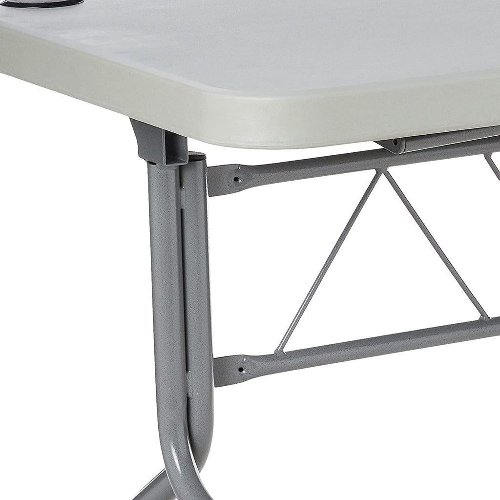 Resin Multipurpose Flip Training Table with Locking Casters for Home or Office, 4 Feet Light Gray