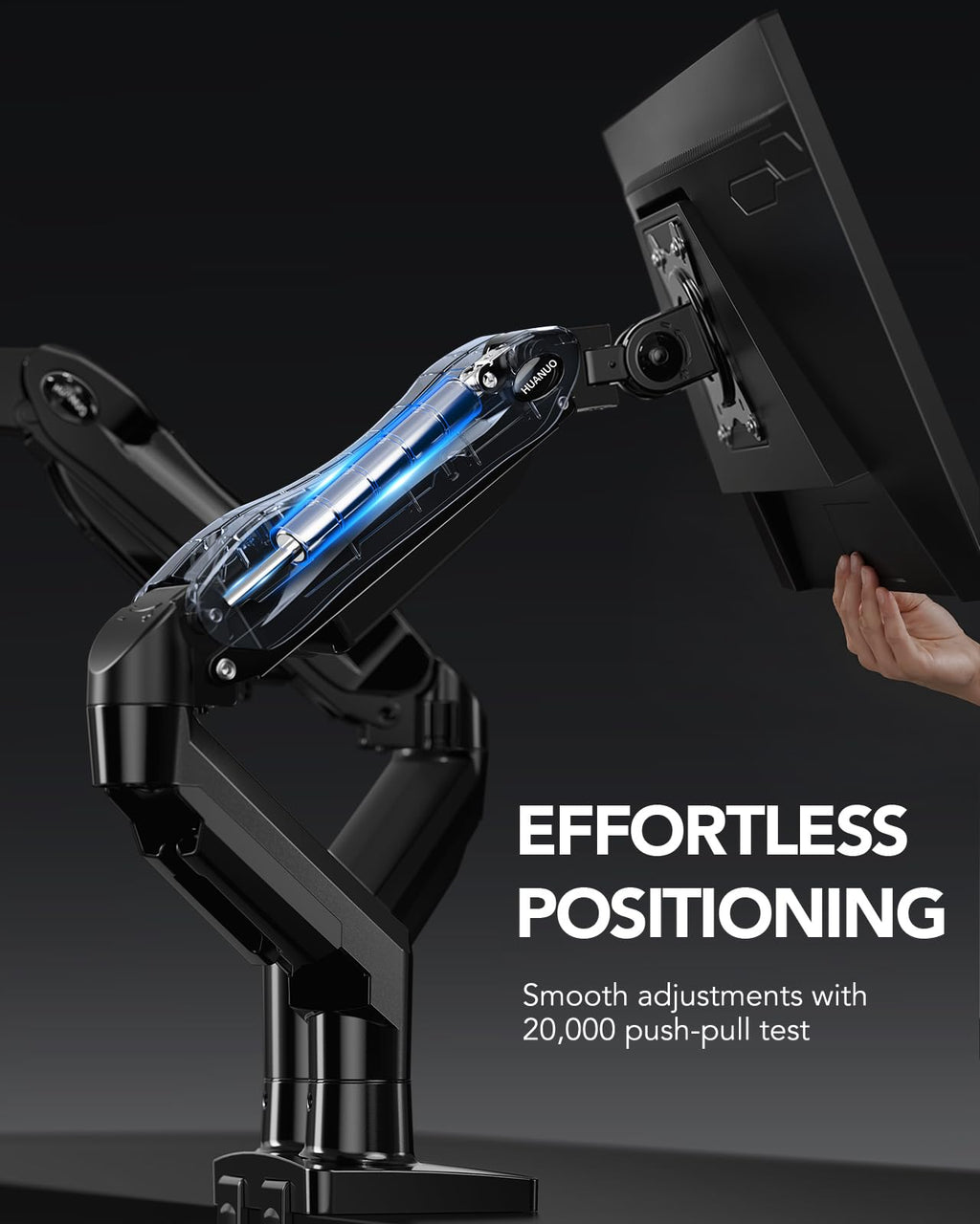FlowLift™ Dual Monitor Stand, Fully Adjustable Gaming Monitor Desk Mount for 13–32″ Computer Screens, Full Motion VESA 75x75/100x100 with C-Clamp & Grommet Base, Each Arm Holds 4.4 to 19.8 lbs
