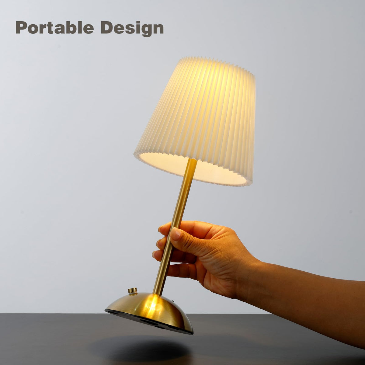 Rechargeable Cordless Table Lamp, 3-Color Dimmable Touch Light, Beige Shade