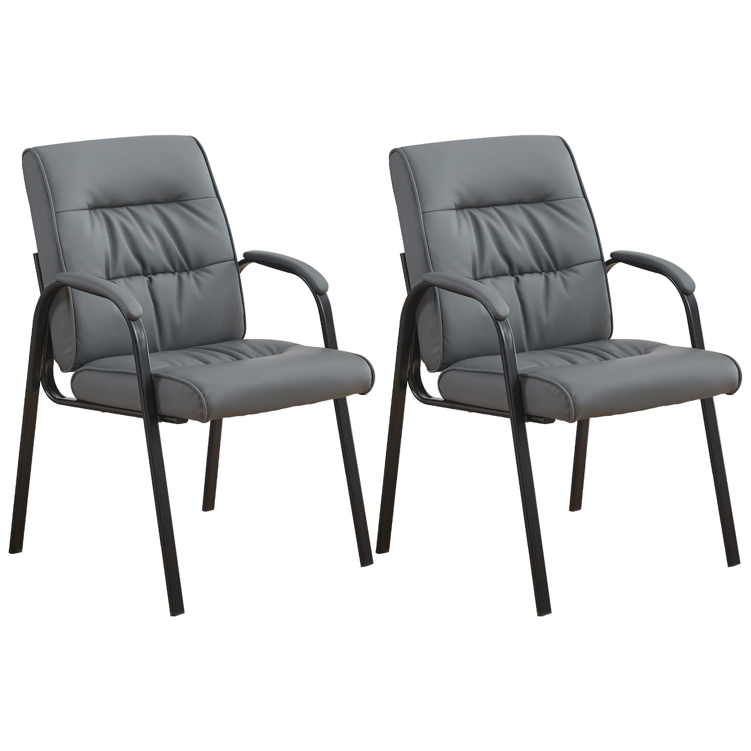 Office Guest Reception Chair Set of 2, Conference Room Chairs Waiting Room Chairs 2 Pack, Modern Leather Office Desk Chair No Wheels.