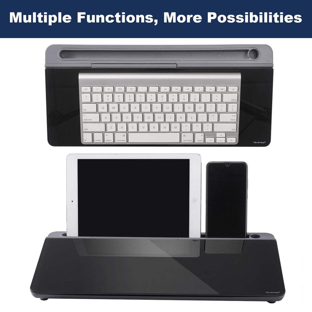 Desktop Whiteboard Dry-Erase-Board - Computer Keyboard Stand White Board Surface Pad with Drawer, Desk Organizers with Accessories for Office, Home, School Supplies - Black＆Grey