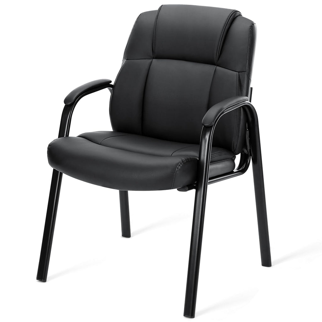 Waiting Room Office Guest Chairs Set of 6, PU Leather Big and Tall No Wheels Executive Office Chair with Padded Arms for Reception Conference Room Lobby