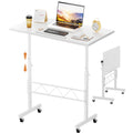Standing Desk Adjustable Height & Tiltable Tabletop, Portable Stand Up Desk for Laptop, Mobile Folding Desk for Home Office Work and Walking Pad Treadmill, Height 30.7"-46.4", White