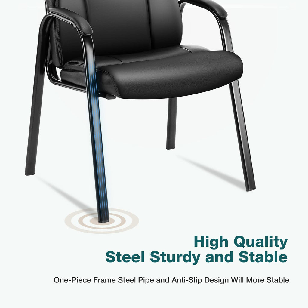 Set of 4, Waiting Room Chairs Leather Office Desk Reception Guest Stationary Side Chair with Padded Arms for Home Conference Lobby Area Meeting Church Medical Clinic Elderly Student