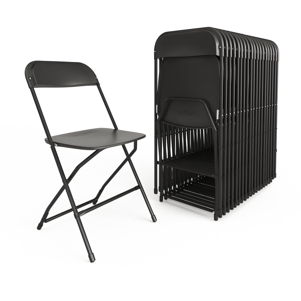 20 Pack , Hercules Series Plastic Folding Chair - Black - 650LB Weight Capacity Comfortable Event Chair-Lightweight Folding Chair