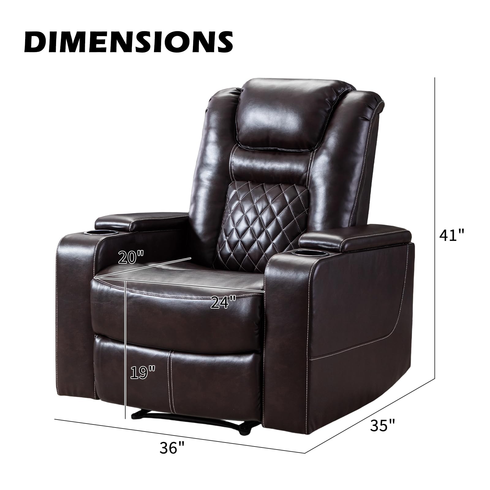 Electric Power Recliner Chair Set of 2, Breathable Leather Home Theater Seating with Hidden Arm Storage, Power Recliner Chair for Living Room with USB Ports and Cup Holders,Brown