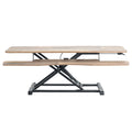 48 inch Desk Converter, K Series, Height Adjustable Sit to Stand Riser, Dual Monitor and Laptop Workstation with Wide Keyboard Tray, Reclaimed Wood Top, Black Frame, DESK-V048KP