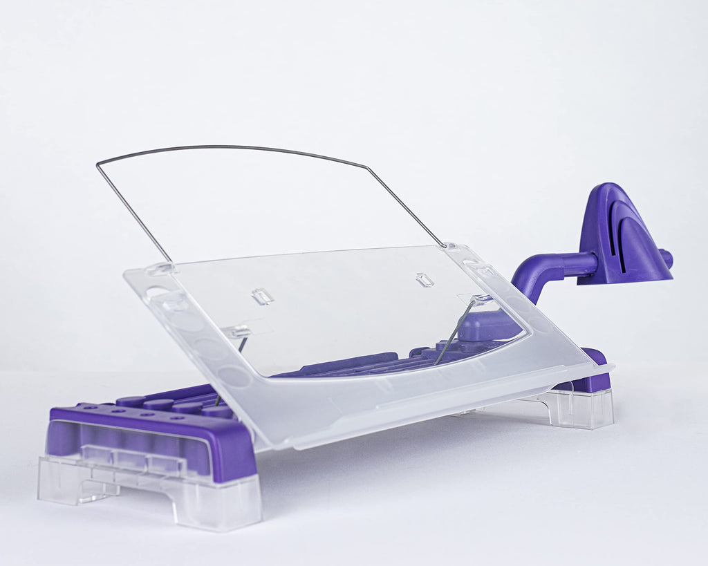 Adjustable in-Line Document Holder for Typing | Reduces Neck Strain, Improves Focus, Boosts Desk Organization, and Workflow | Paper Holder Stand for Desk and Home Office - Purple
