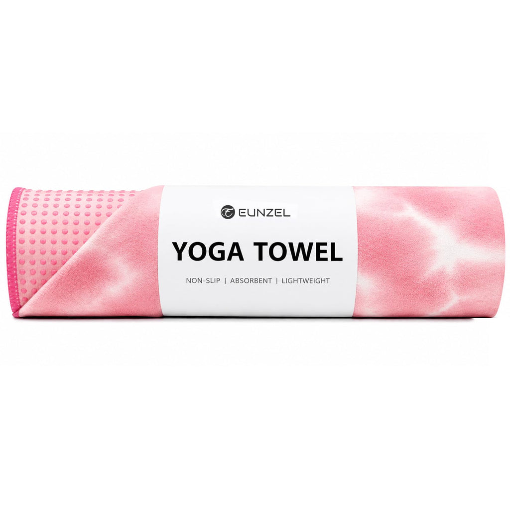 Yoga Towel,Hot Yoga Mat Towel with Grip Dots Sweat Absorbent Non-Slip for Hot Yoga, Pilates and Workout 24" x72", Red & White