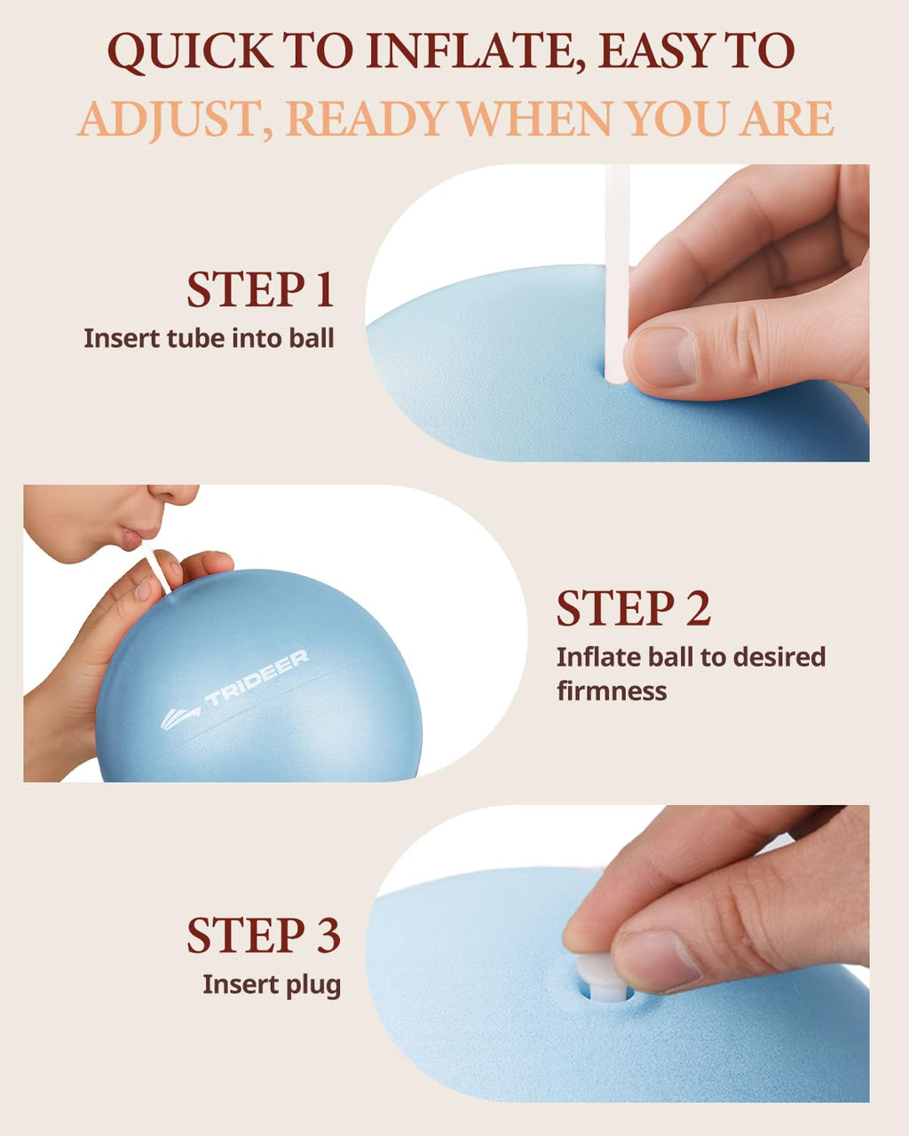 9 Inch Pilates Ball with Inflation Straw, Small Exercise Yoga Ball