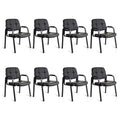 8 Pack, Waiting Room Guest Chair with Bonded Leather Padded Arm Rest for Office Reception and Conference Desk Black
