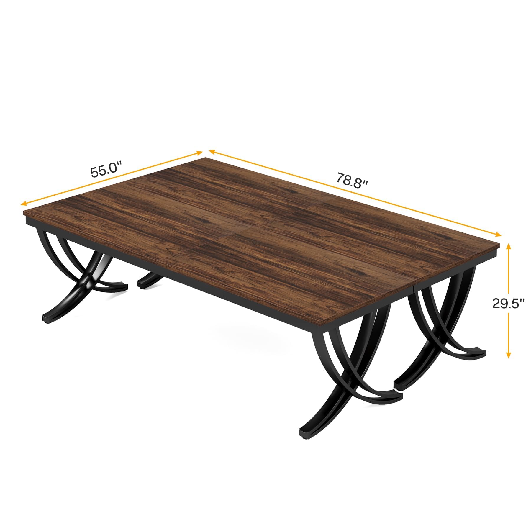 6.5FT Conference Table for 6-8 People, 78 inch Long Rectangular Seminar Table with Strong Metal Frame, Business Furniture Boardroom Desk for Office Meeting Conference Room (2PCS, Brown)