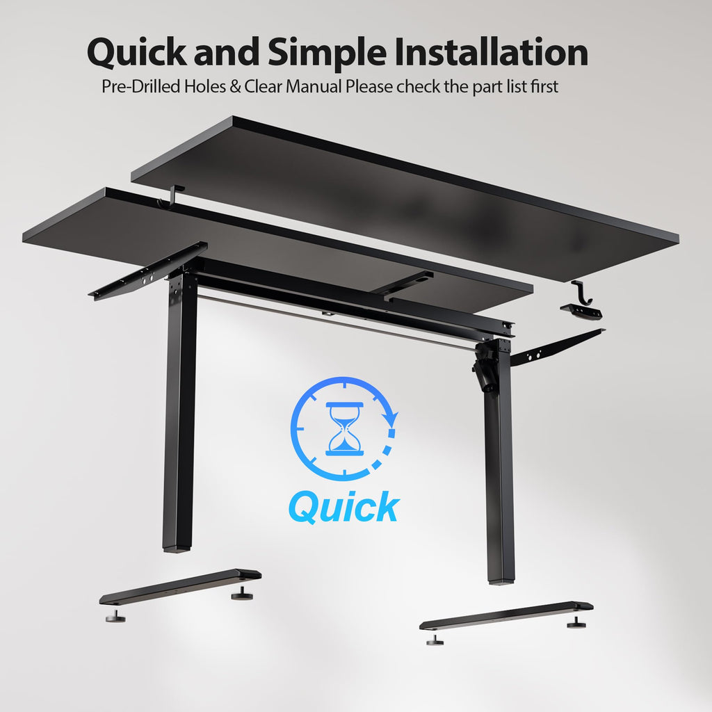 Electric Standing Desk, 48 x 28 Inches Height Adjustable Desk, Sit Stand up for Work Office Home, Ergonomic Rising Computer Table with Memory Preset, Black