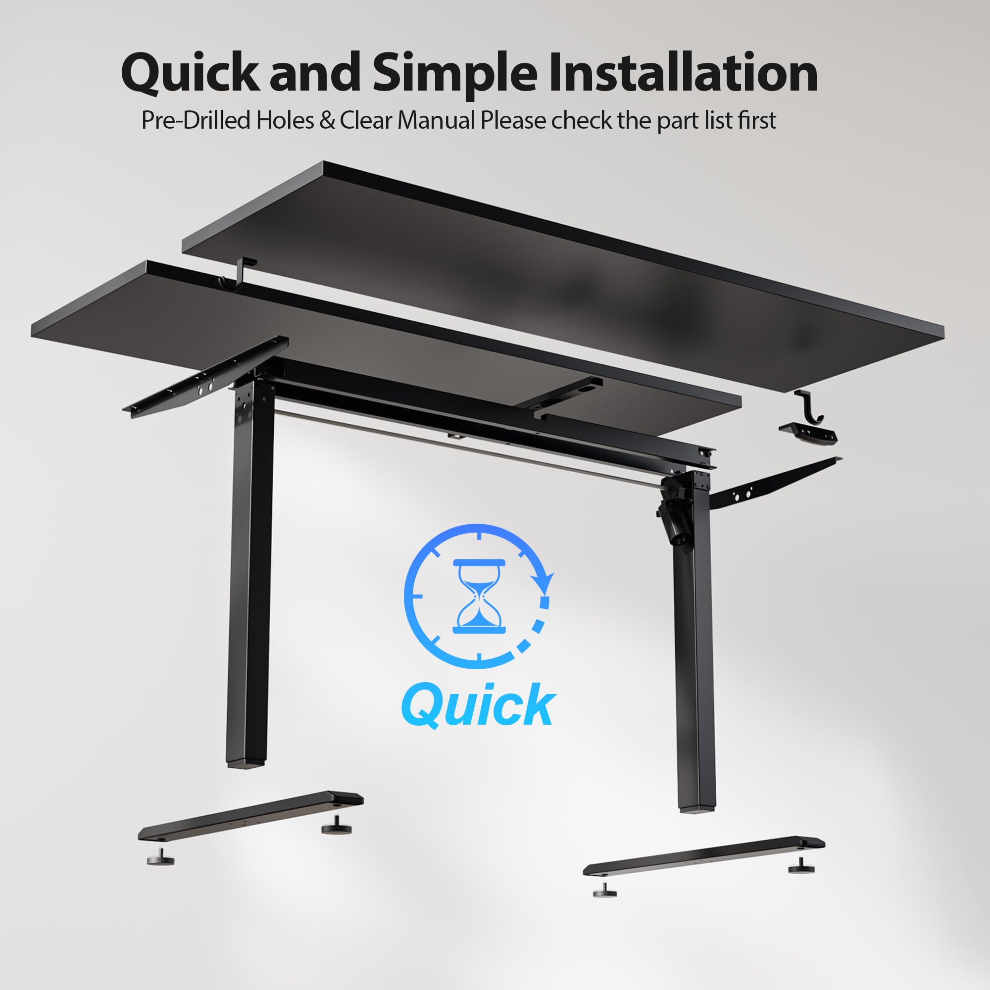 Electric Standing Desk, 48 x 28 Inches Height Adjustable Desk, Sit Stand up for Work Office Home, Ergonomic Rising Computer Table with Memory Preset, Black