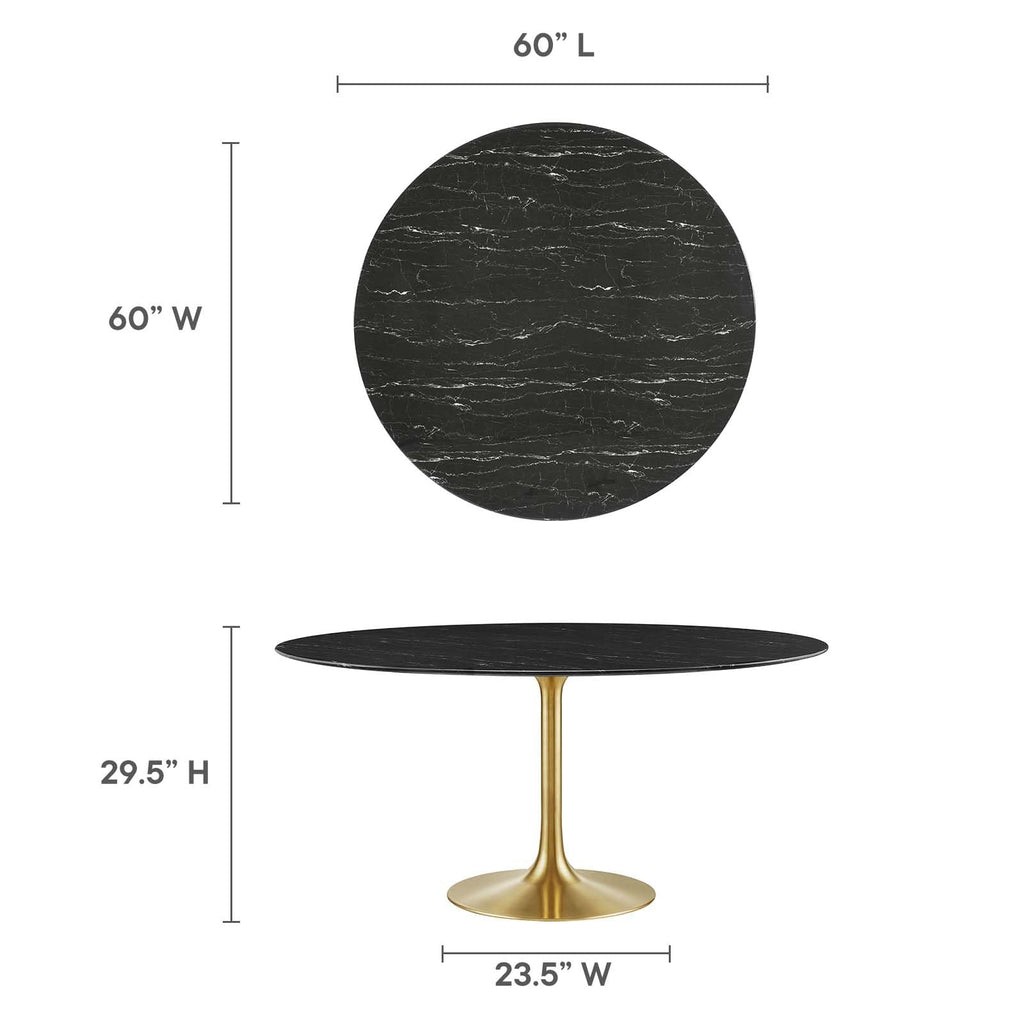 Modway Lippa Dining Table, 60", Gold Black