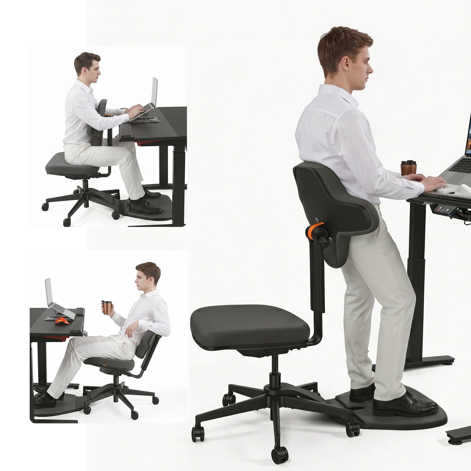 Standing Desk Chair, Standing Mate Chair for Sit-Stand, Ergonomic Leaning Perch Chair with Anti-Fatigue Mat, Standing Stool, Saddle Chair, Height Adjustable Home Office Posture Seat