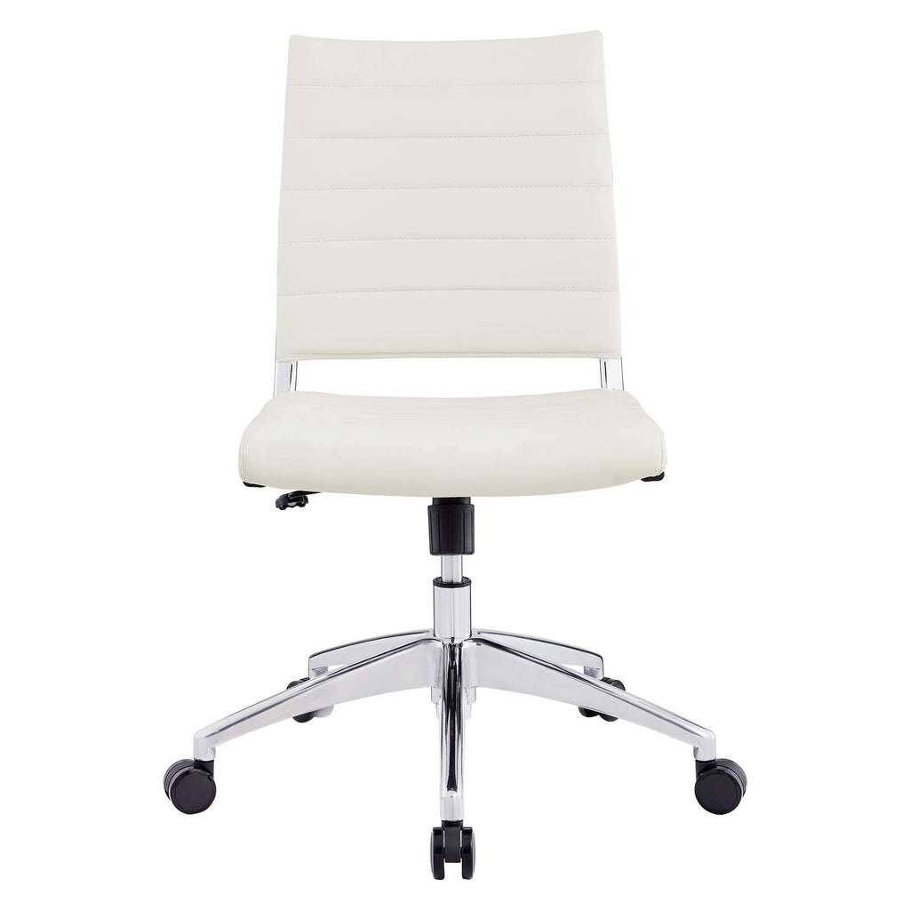 Ribbed Armless Mid Back Swivel Conference Chair In White