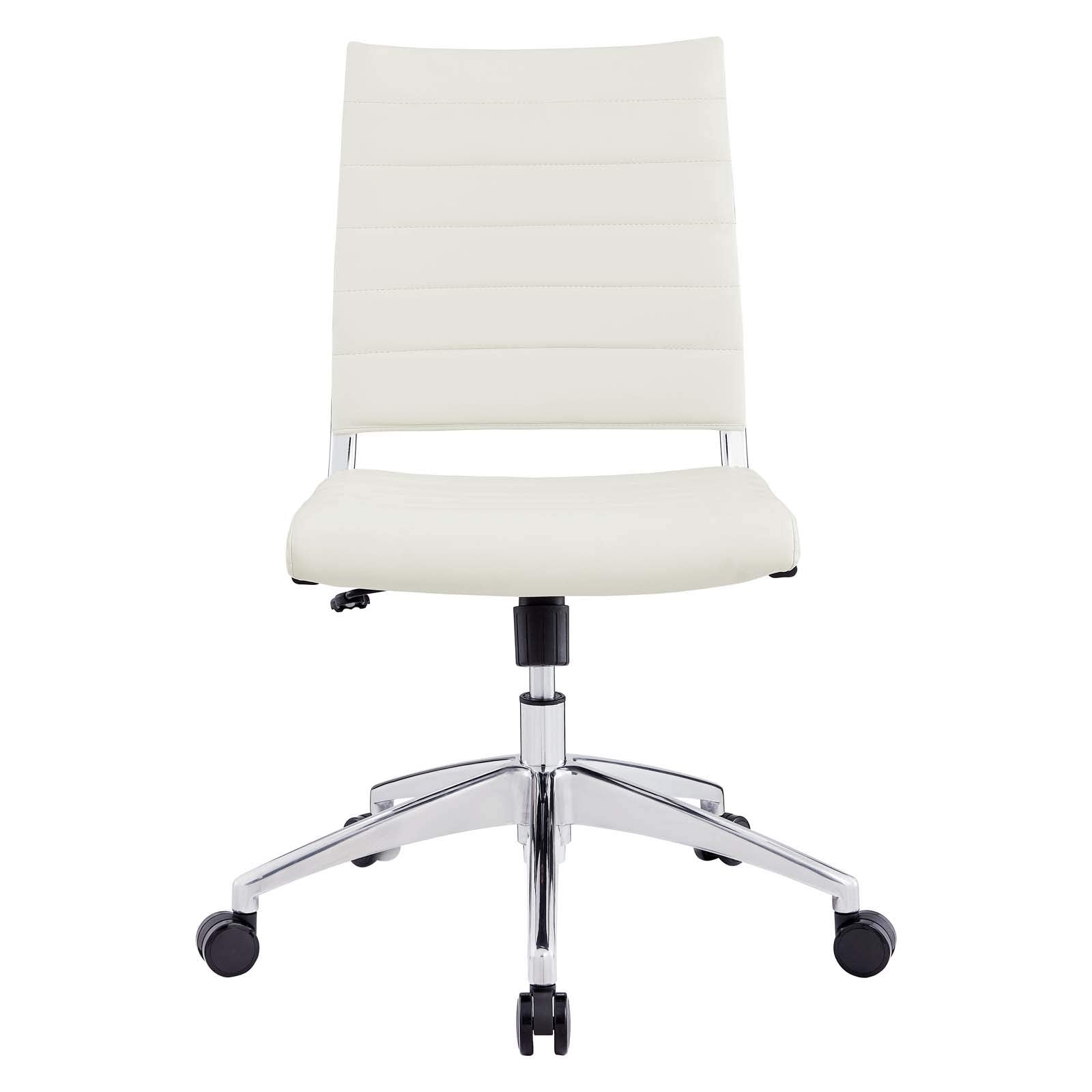 Ribbed Armless Mid Back Swivel Conference Chair In White