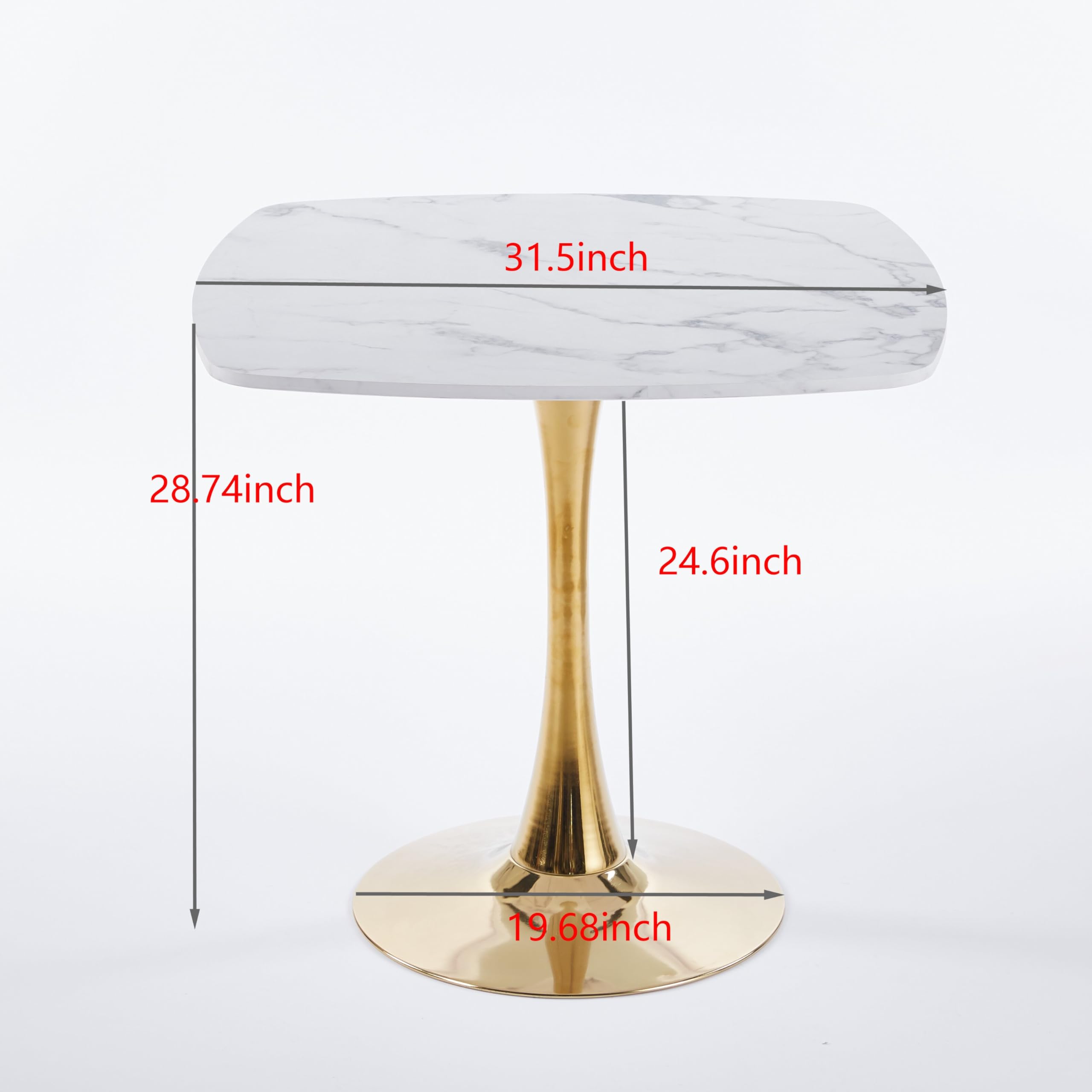 31.5" Square Tulip Dining Table, Mid-Century Tulip Table Kitchen Tulip Dining Table 2-4 People with MDF Table Top &Metal Base for Office Living Room