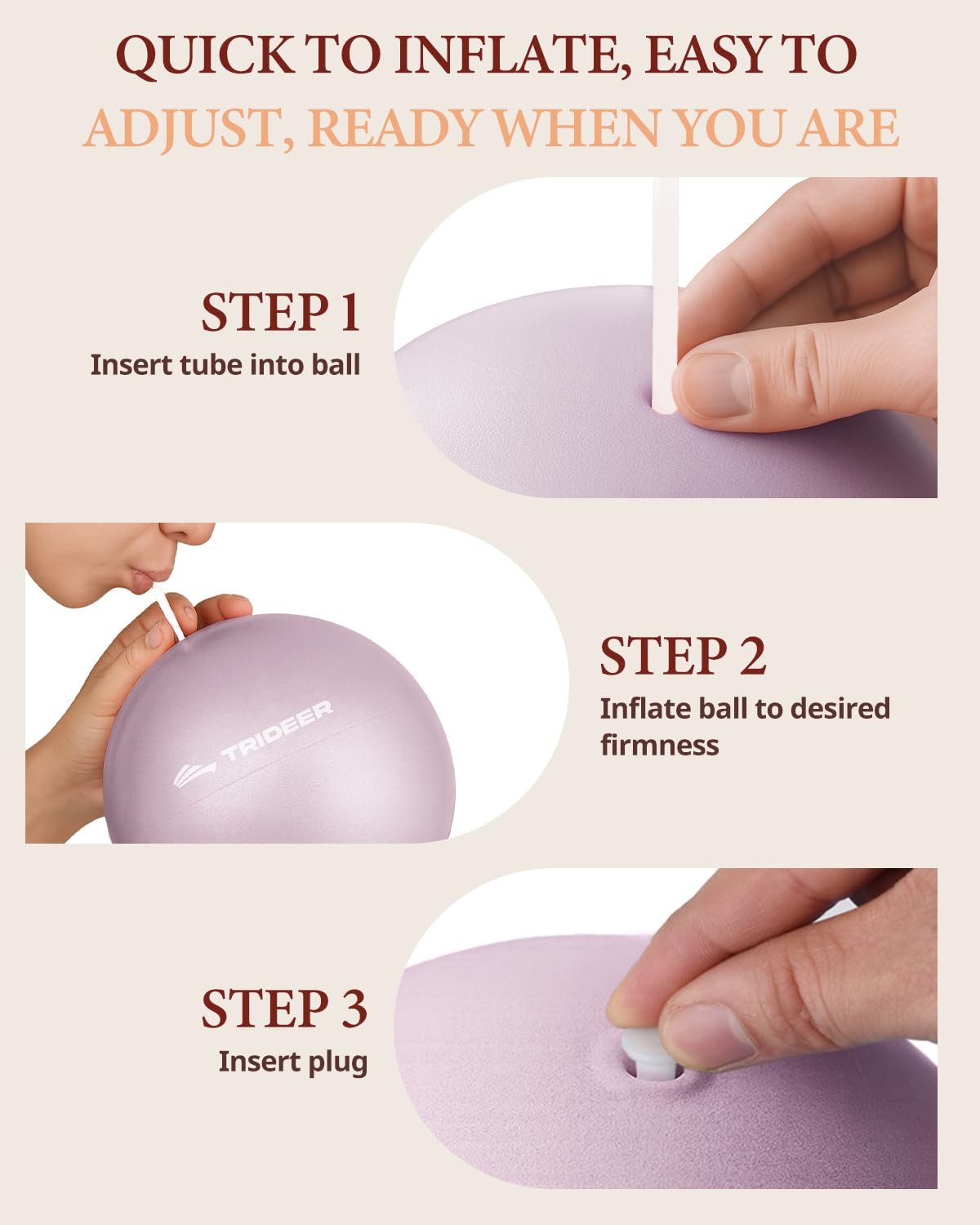 9 Inch Pilates Ball with Inflation Straw, Small Exercise Yoga Ball
