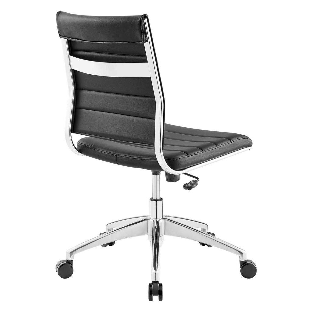 Ribbed Armless Mid Back Swivel Conference Chair In Black