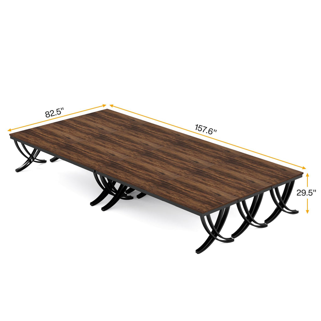 6.5FT Conference Table for 6-8 People, 78 inch Long Rectangular Seminar Table with Strong Metal Frame, Business Furniture Boardroom Desk for Office Meeting Conference Room (6PCS, Brown)