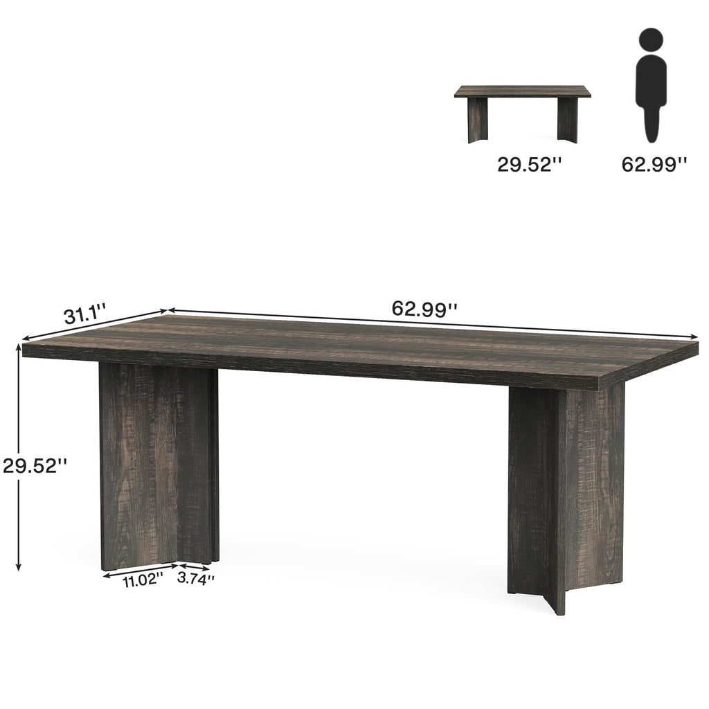 10.5FT Conference Table, Large Rectangle Meeting Seminar Table for 12-14 Person, Long Wooden Business Tables (Set of 4, Dark Gray)