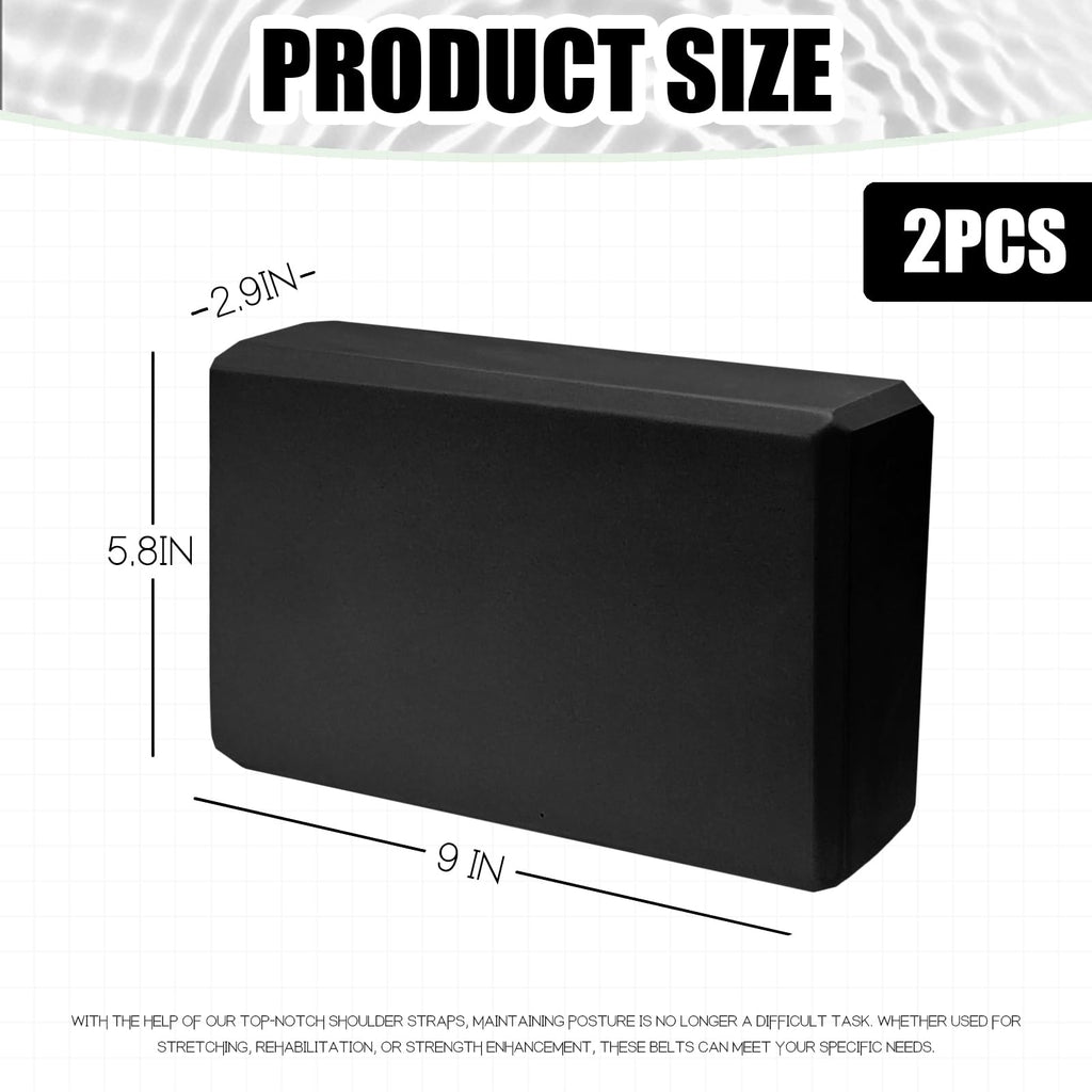 2 Pcs Yoga Blocks, 9x6x3 Inch Black Foam Blocks for Pilates
