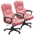 (2, Pink) Office Executive Chair High Back Adjustable Managerial Home Desk Chair, Swivel Computer PU Leather Chair with Lumbar Support
