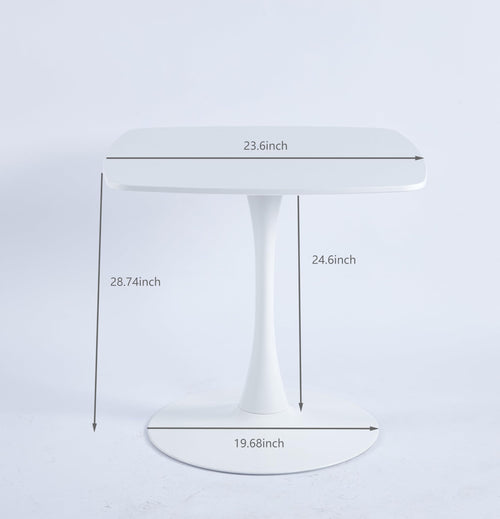 23.6" Square Tulip Dining Table, Mid-Century Tulip Table Kitchen Tulip Dining Table 2 People with MDF Table Top & Metal Base for Office Living Room