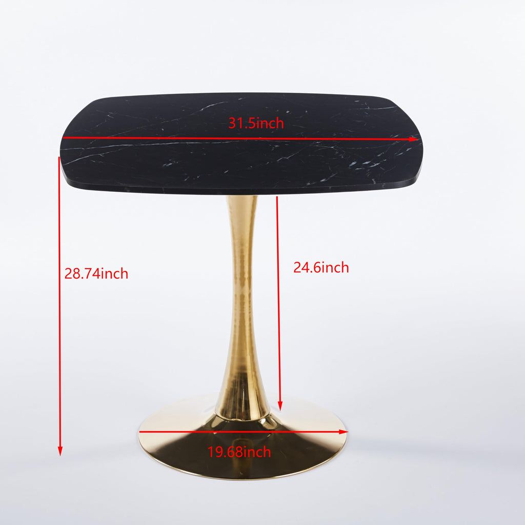 31.5" Square Tulip Dining Table, Mid-Century Tulip Table Kitchen Tulip Dining Table 2-4 People with MDF Table Top &Metal Base for Office Living Room