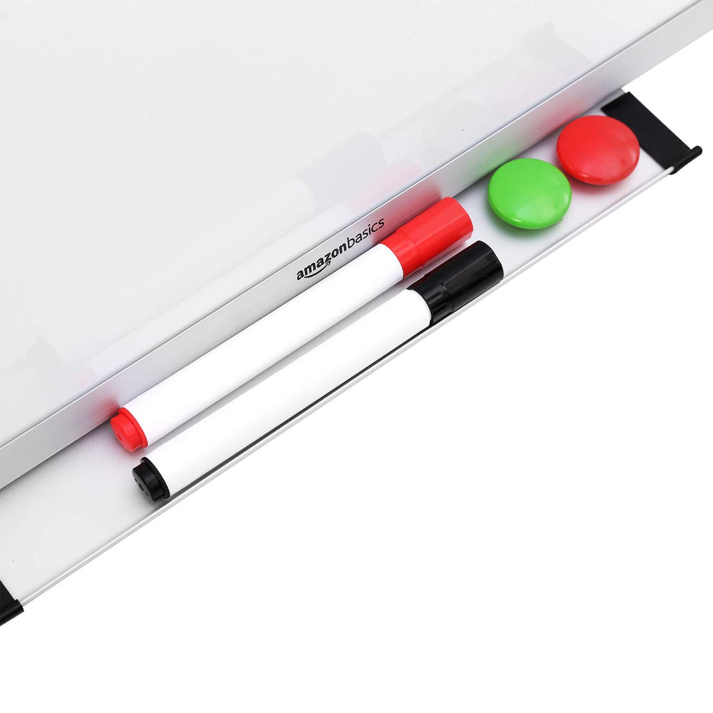 Large Magnetic Dry Erase Whiteboard with Aluminum Frame, Pen Tray, Wall Mountable, 35.4" x 23.6", for School, Classroom, Office & Home
