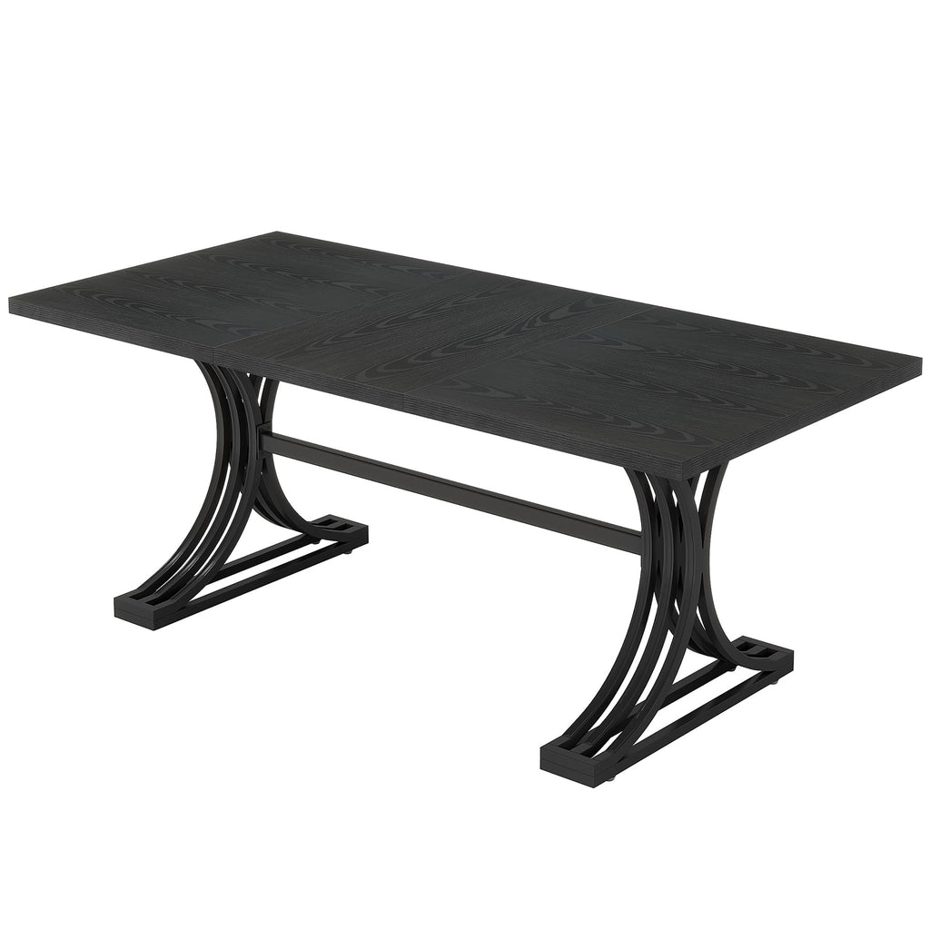 10.5FT Conference Table, Modern Meeting Table for 8-10 People, Rectangle Seminar Boardroom Table for Office Conference Room with Stylish Legs (6, Black)