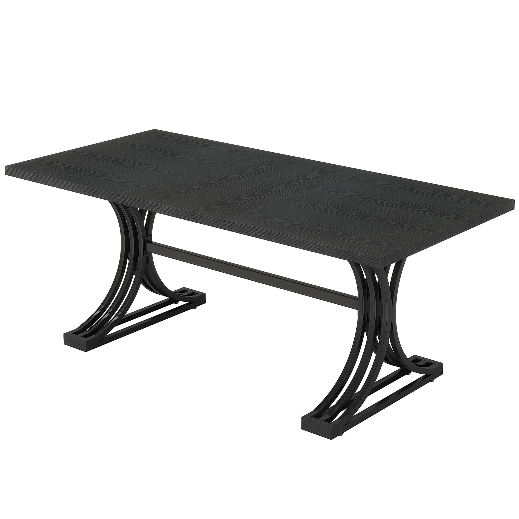10.5FT Conference Table, Modern Meeting Table for 8-10 People, Rectangle Seminar Boardroom Table for Office Conference Room with Stylish Legs (6, Black)