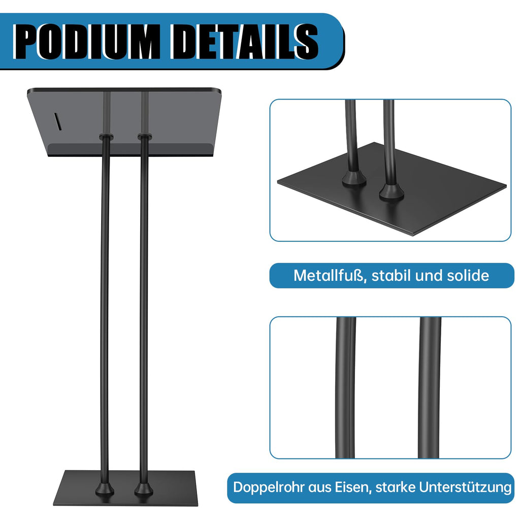 Acrylic Podium Lectern with Iron Stable Bottom, Pulpits for Churches with 10MM Thickened Acrylic Countertop, Multi Function Pulpit for Modern Classroom Music Concert Wedding Conference Event