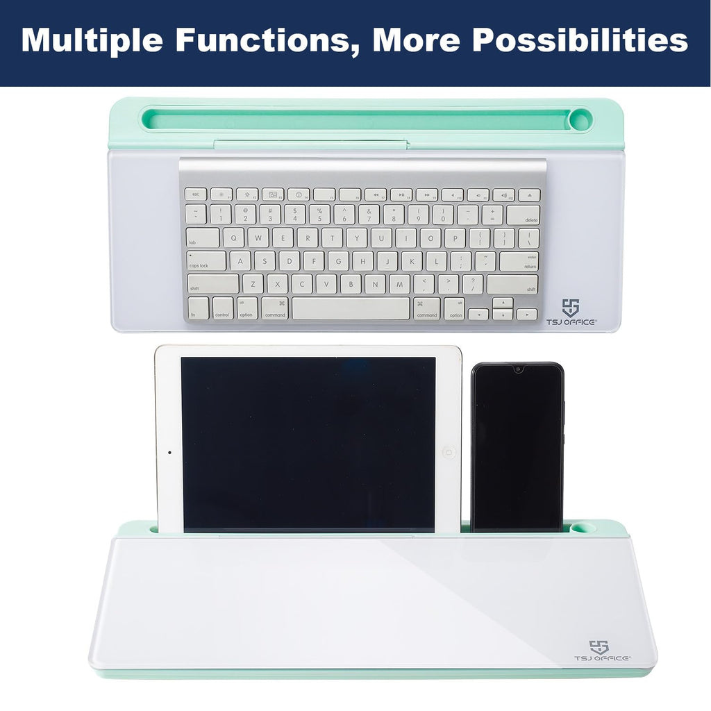 Desktop Whiteboard Dry-Erase-Board - Computer Keyboard Stand White Board Surface Pad with Drawer, Desk Organizers with Accessories for Office, Home, School Supplies - Green