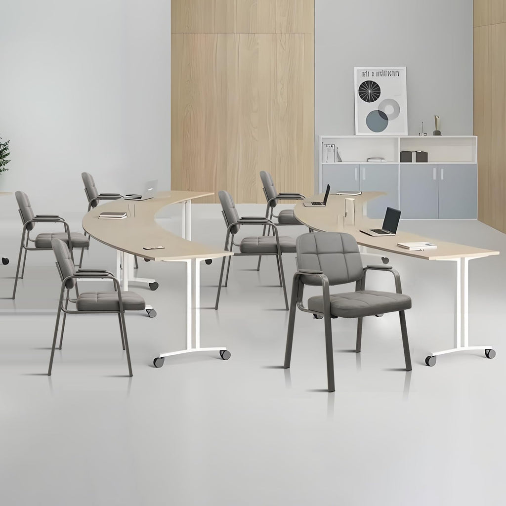 8 Pack, Waiting Room Guest Chair with Bonded Leather Padded Arm Rest for Office Reception and Conference Desk
