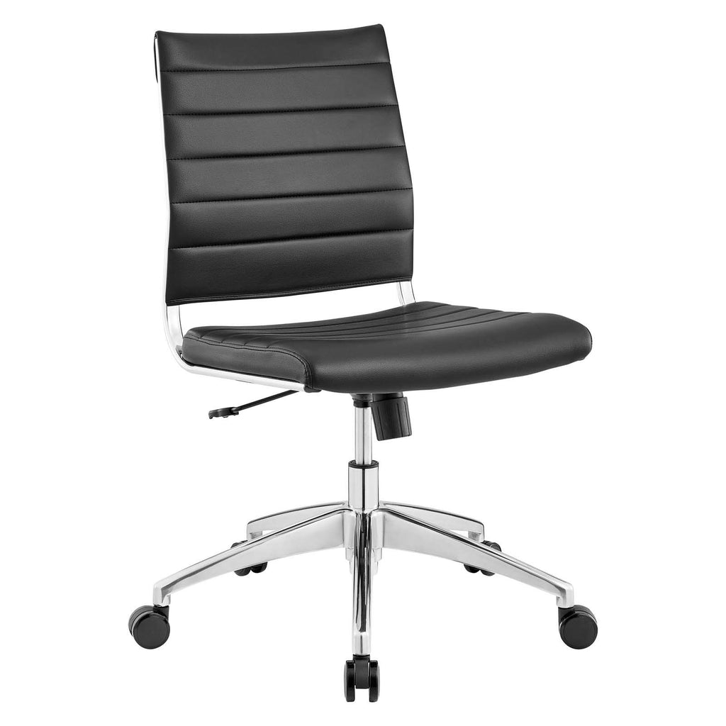 Ribbed Armless Mid Back Swivel Conference Chair In Black