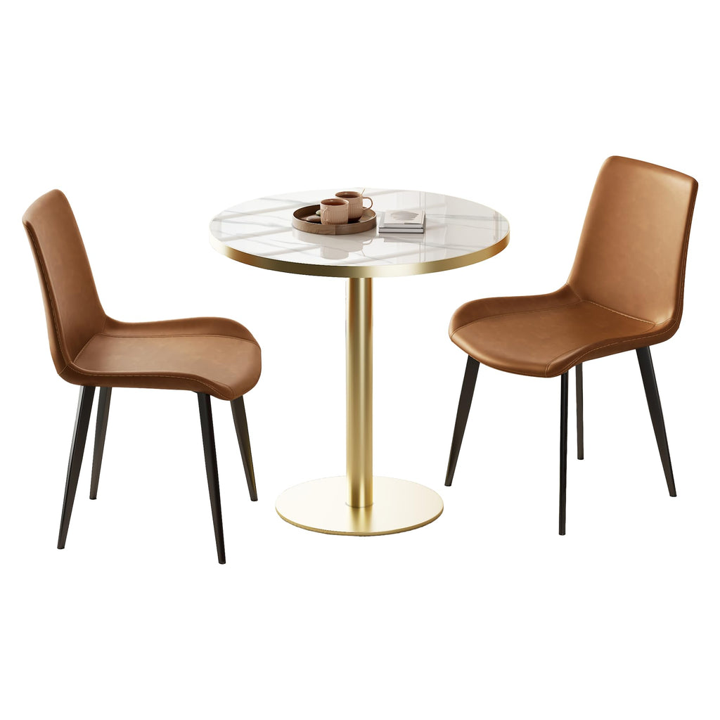 31.5" Round Tulip Dining Table, Mid-Century Tulip Table Kitchen Tulip Dining Table 2 People with Faux Marble Table Top & Stainless Steel Base for Office Living Room