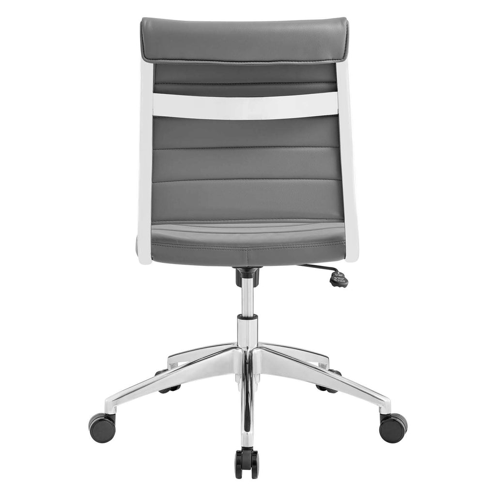 Ribbed Armless Mid Back Swivel Conference Chair In Gray