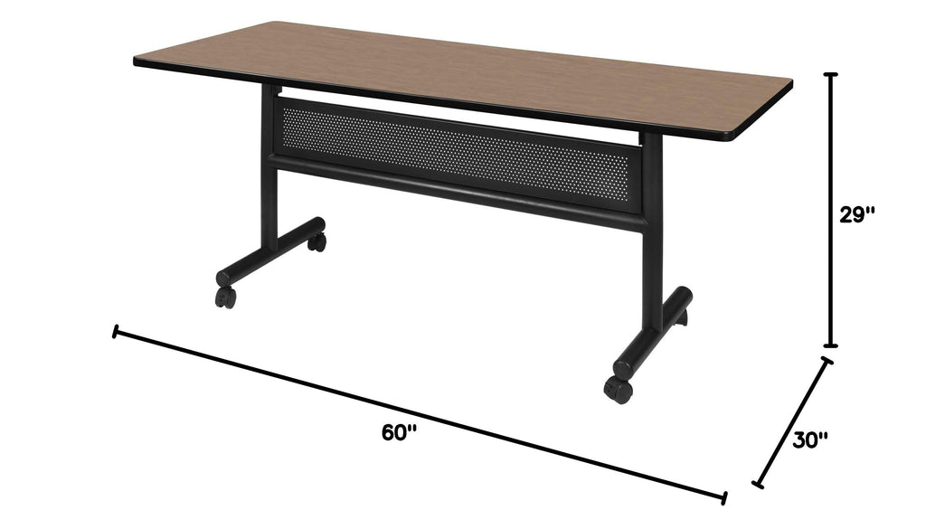 Kobe 60 x 30 in. Flip-Top Training Nesting Table with Modesty Panel- Noble Oak