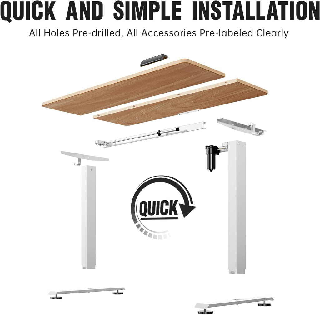 47.2 Inch Electric Standing Desk, Height Adjustable Sit Stand Up, Wood Desktop, Work Home Office Computer PC Desks, Gaming Writing Study Bedroom Rising Table, Nature