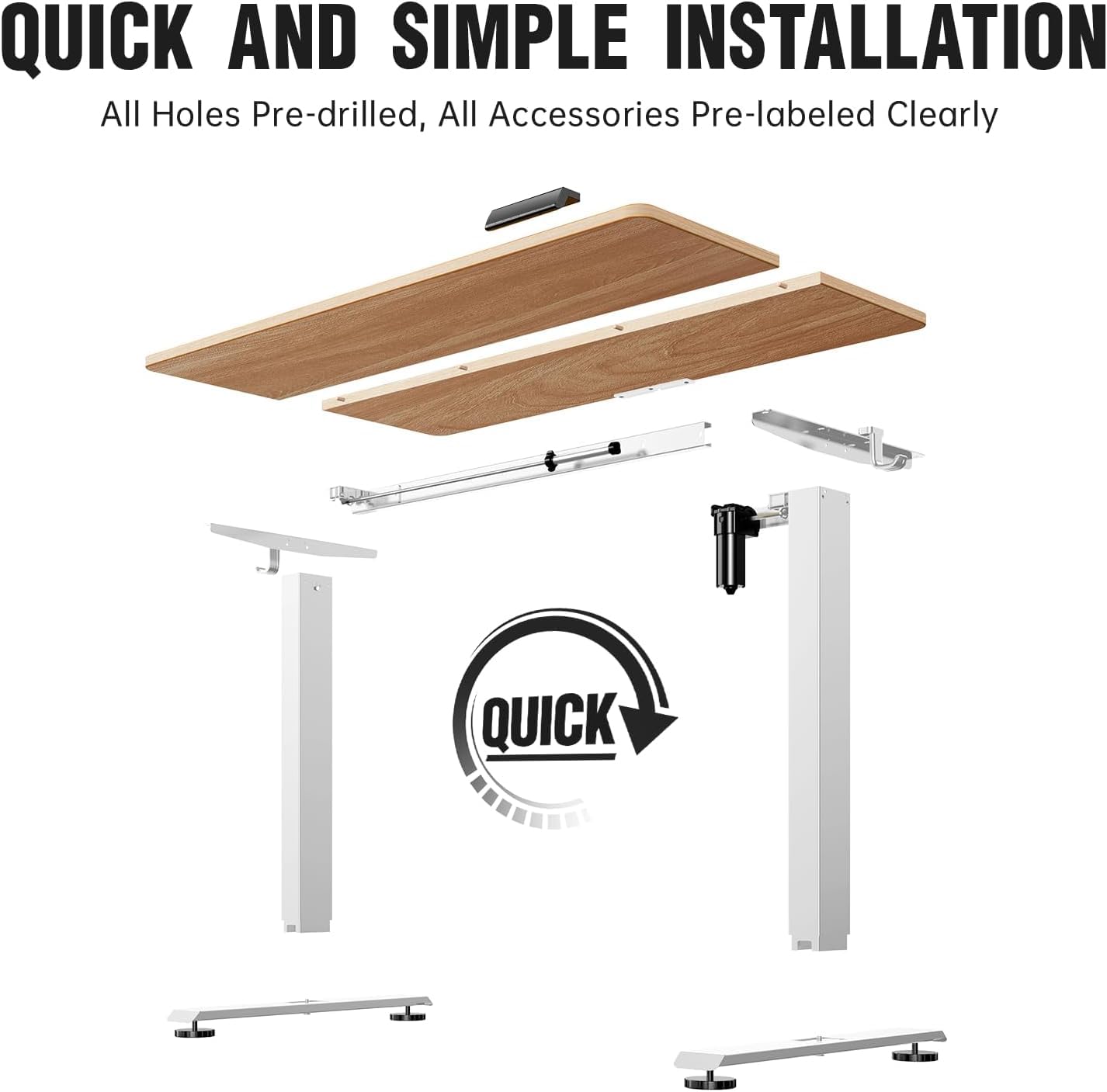 47.2 Inch Electric Standing Desk, Height Adjustable Sit Stand Up, Wood Desktop, Work Home Office Computer PC Desks, Gaming Writing Study Bedroom Rising Table, Nature