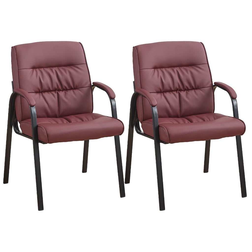 Office Guest Reception Chair Set of 2, Conference Room Chairs Waiting Room Chairs 2 Pack, Modern Leather Office Desk Chair No Wheels.